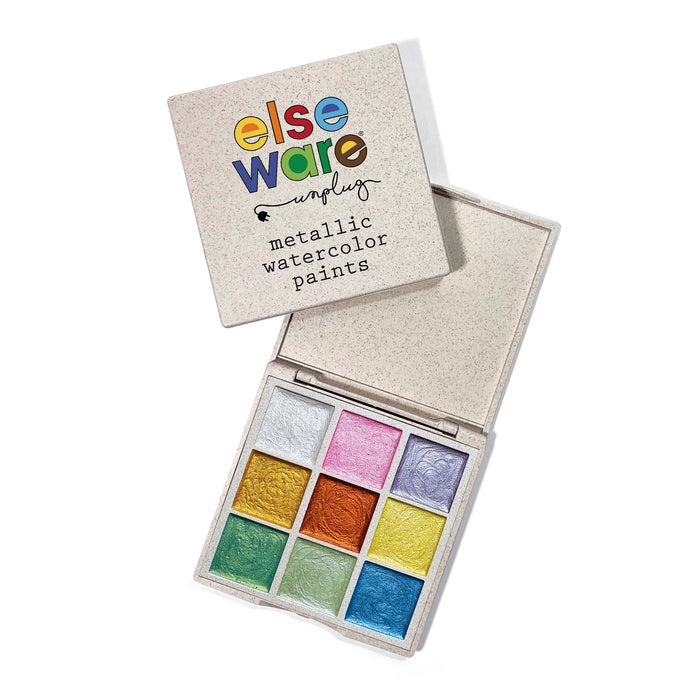Metallic Watercolors – 9 Shimmering Colors | Eco-Friendly Wheat Straw Palette