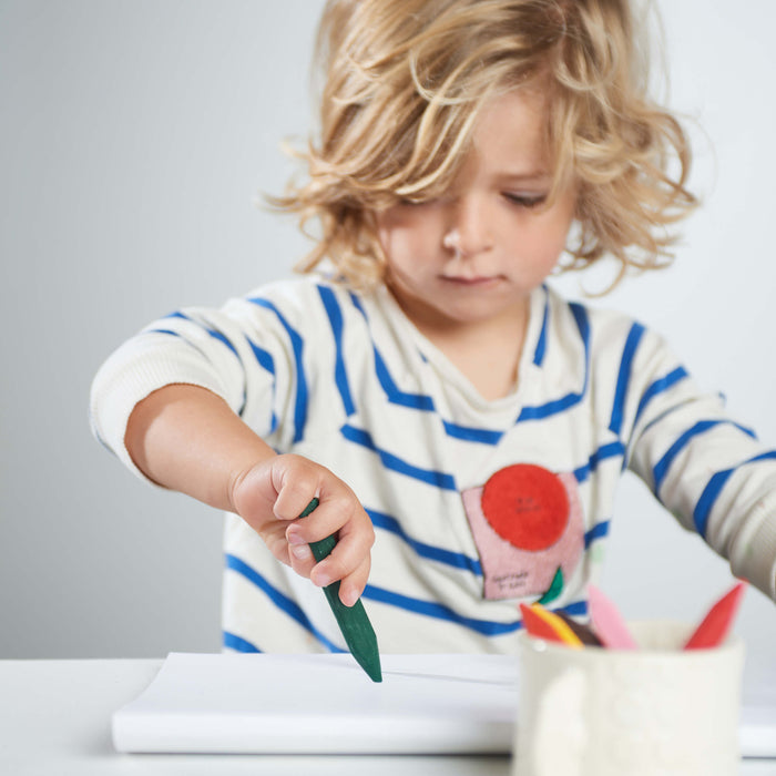 Eco-Kids Non-Toxic Beeswax Crayons (Extra Large) | Natural Triangle Crayons for Kids