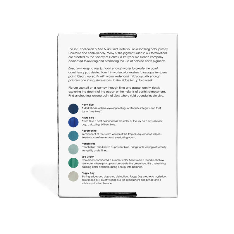 Sea & Sky Paint Set – Non-Toxic Earth Pigments (15–17g) | Natural Mineral Watercolor & Tempera | Eco-Friendly Art Supplies