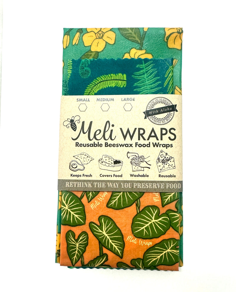 Beeswax Wrap Variety Pack - Hawaiiana Print | Reusable Plastic-Free Food Wraps Made in Hawaii