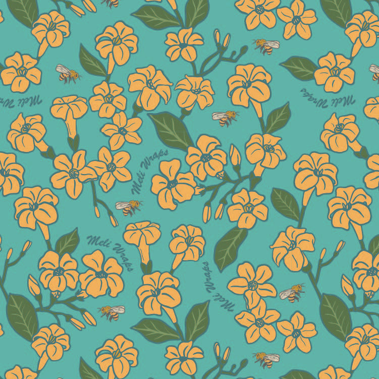 Beeswax Wrap Bulk Roll - Puakenikeni &amp; Bee Print | Sustainable Plastic-Free Food Storage Roll
