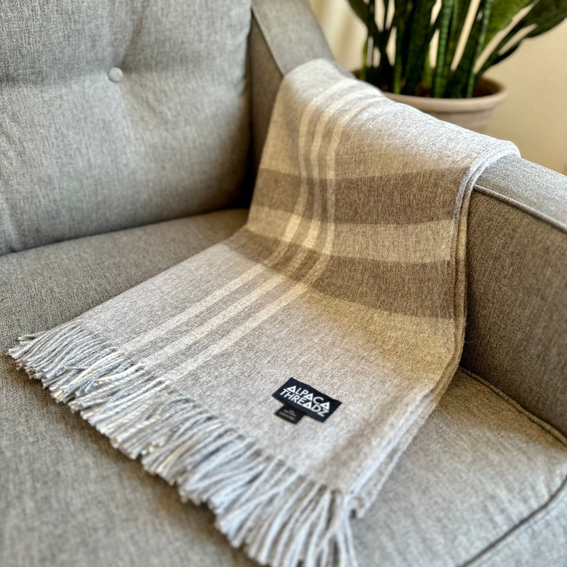 Royal Baby Alpaca Wool Checkered Throw Blanket | 100% Premium Baby Alpaca | Fair Trade Luxury from Peru