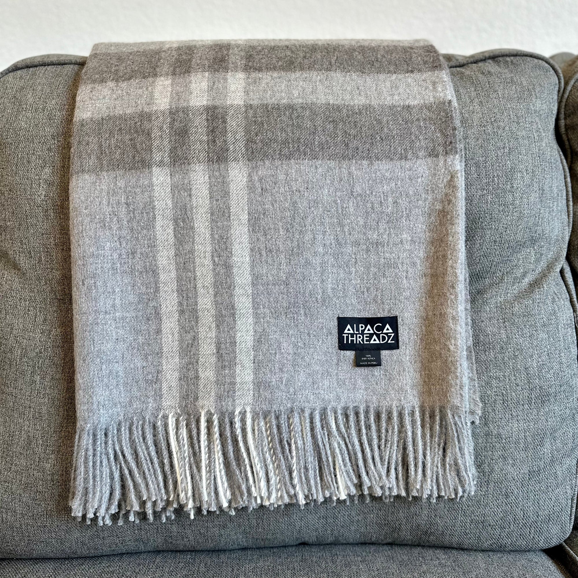 Royal Baby Alpaca Wool Checkered Throw Blanket | 100% Premium Baby Alpaca | Fair Trade Luxury from Peru