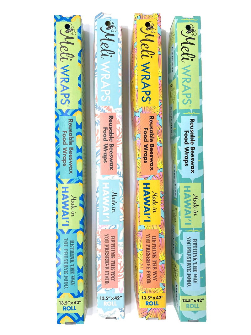 Beeswax Wrap Bulk Roll + Cutlery Set in Reef Print | Sustainable Plastic-Free Kitchen Bundle