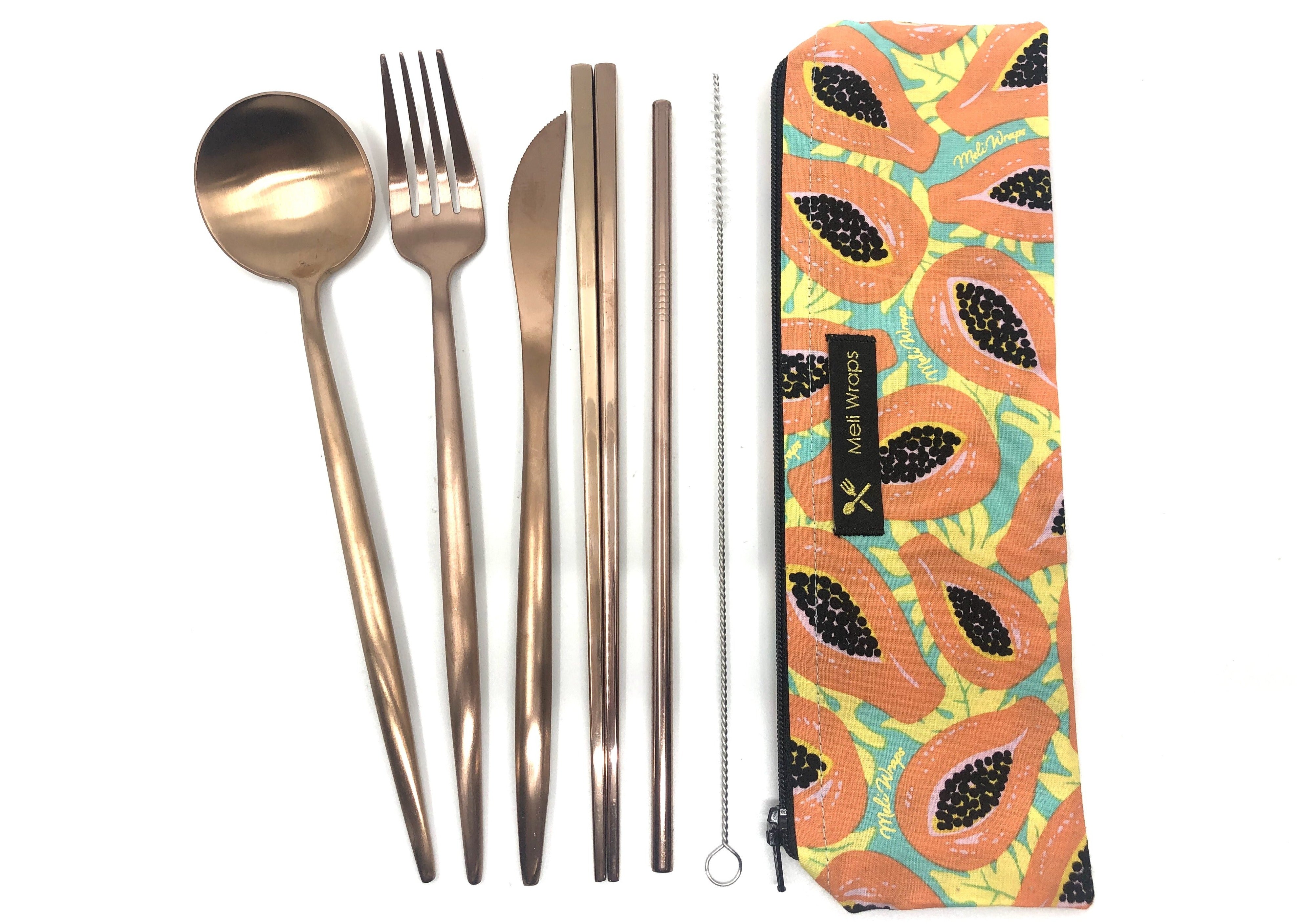 Meli Wraps Reusable Cutlery Set - Tropical Papaya