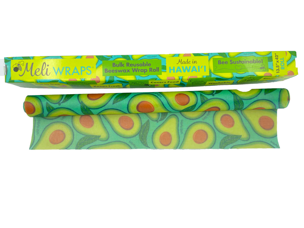Beeswax Wrap Bulk Roll – Avocado Print | Reusable Organic Beeswax Wrap for Custom Food Storage Sizes (13.5" x 42")