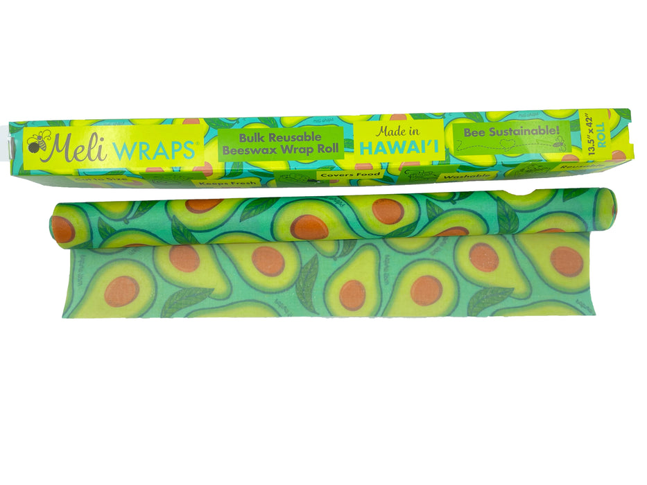 Beeswax Wrap Bulk Roll – Avocado Print | Reusable Organic Beeswax Wrap for Custom Food Storage Sizes (13.5" x 42")
