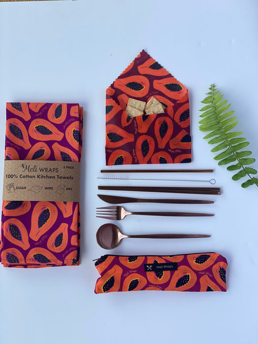 Papaya Kitchen Towel Set | 100% Cotton Eco-Friendly Towels