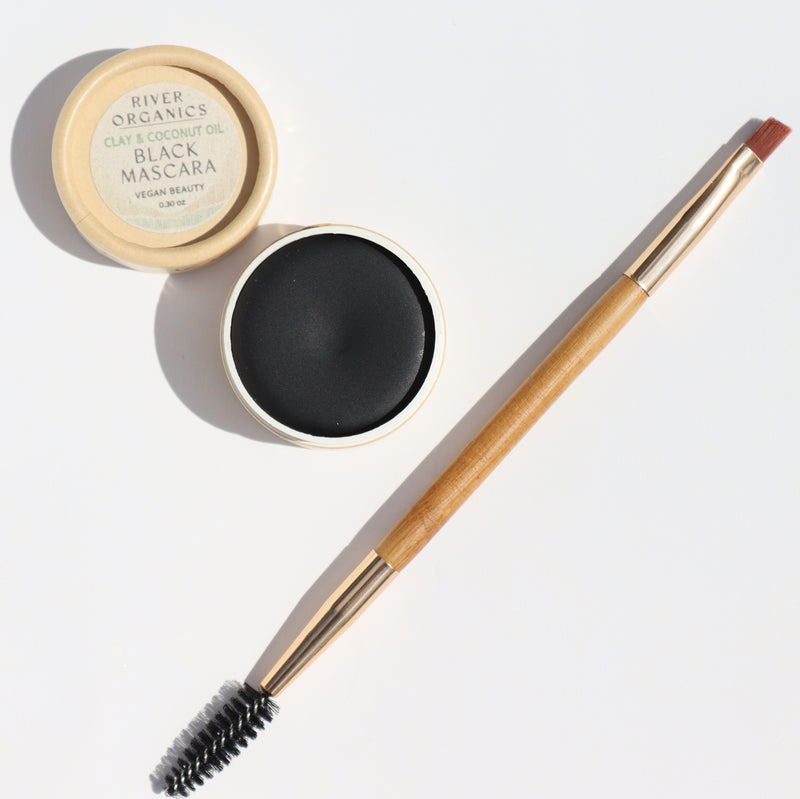 Eco-Friendly Double-Sided Brow & Mascara Brush – Bare Wood Handle | Zero Waste Makeup Tool