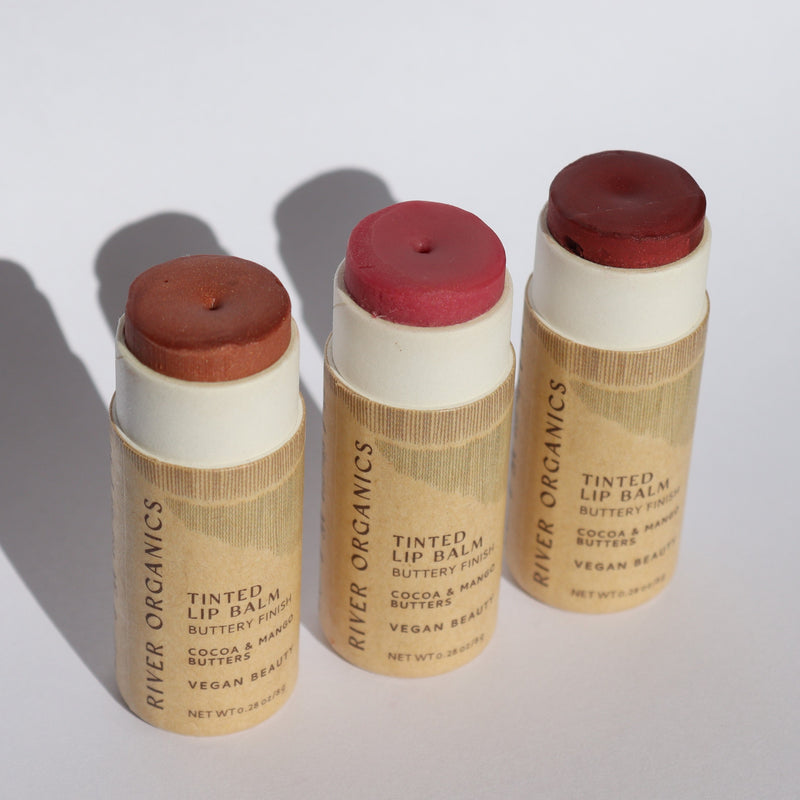 Set of 3 Tinted Vegan Lip Balms – Nourishing, Plastic-Free Lip Care Gift Box