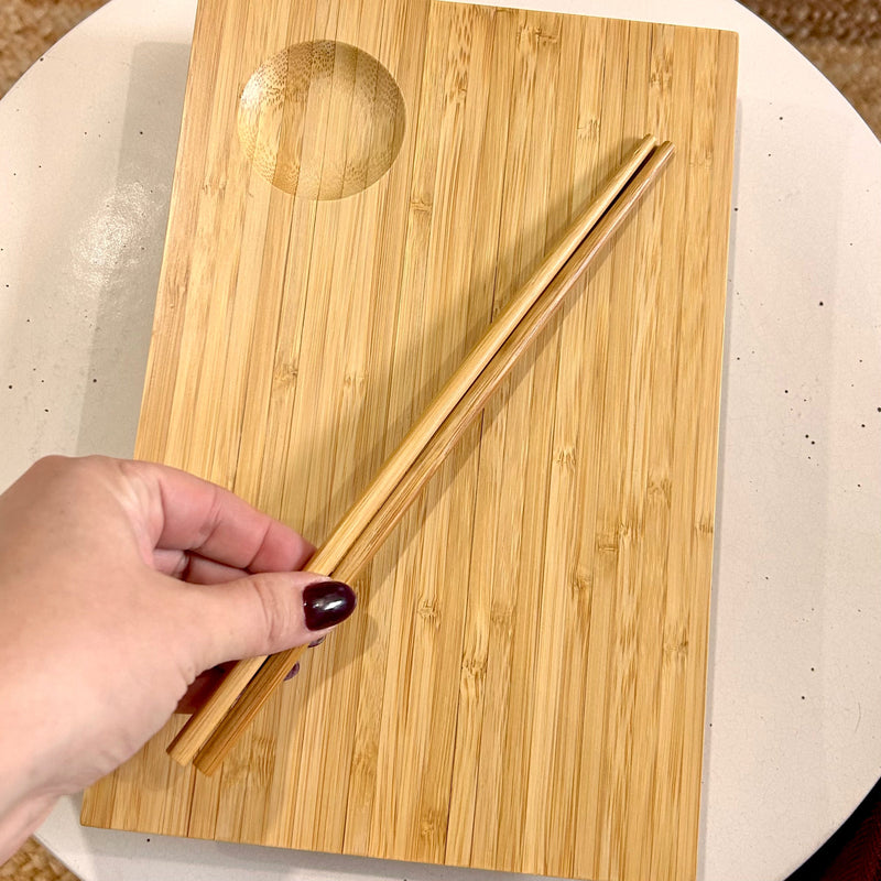 Bamboo Sushi Serving Plate & Chopsticks