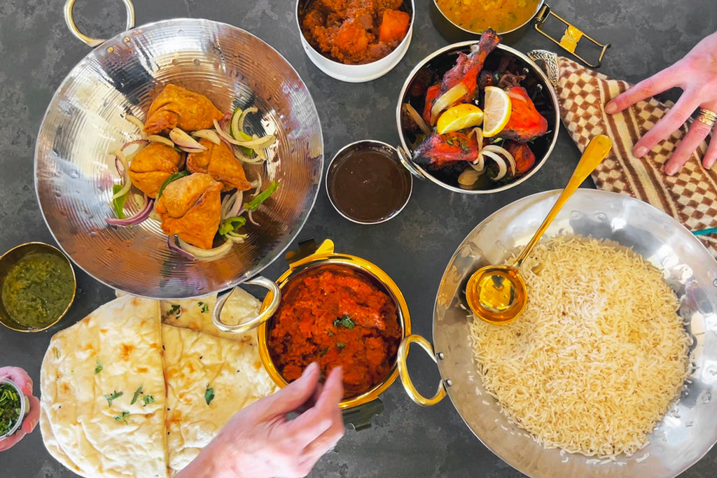 Indian Kadai Steel Wok with Brass Handles