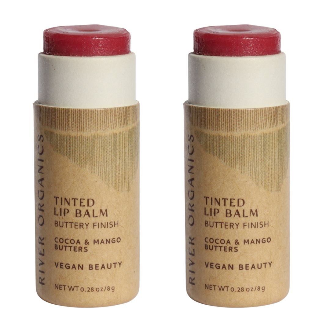 Set of 2 Lip Balms or Lip Stains – Vegan, Organic &amp; Plastic-Free | Hydrating Natural Lip Care