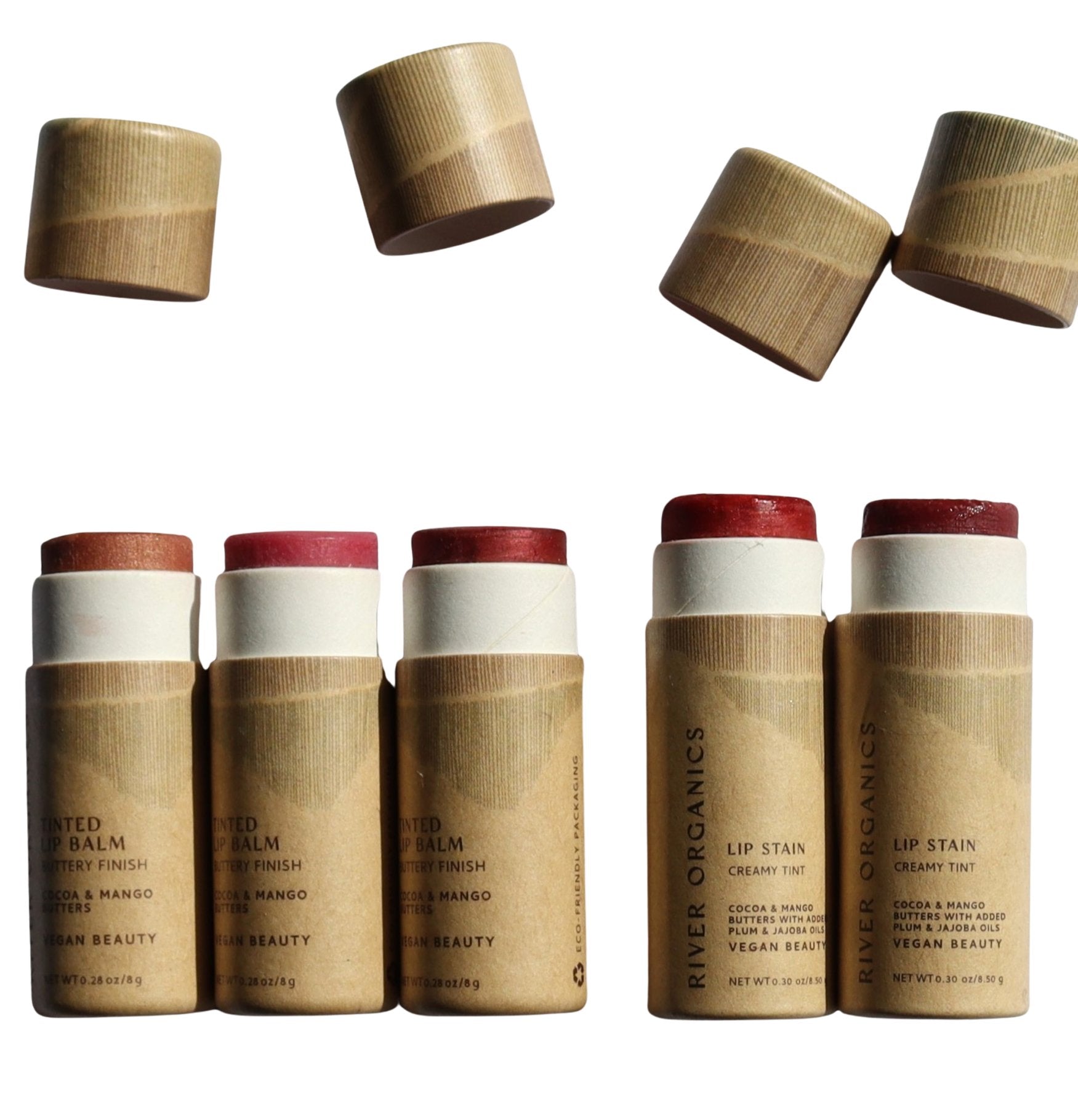 Set of 2 Lip Balms or Lip Stains – Vegan, Organic &amp; Plastic-Free | Hydrating Natural Lip Care
