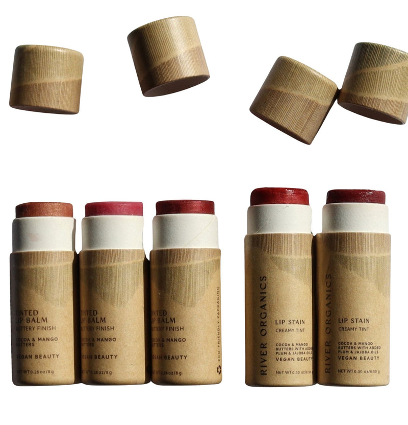 Set of 2 Lip Balms or Lip Stains – Vegan, Organic & Plastic-Free | Hydrating Natural Lip Care