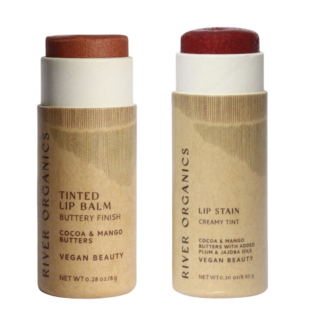 Set of 2 Lip Balms or Lip Stains – Vegan, Organic &amp; Plastic-Free | Hydrating Natural Lip Care
