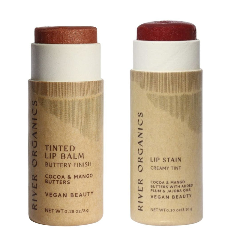 Set of 2 Lip Balms or Lip Stains – Vegan, Organic & Plastic-Free | Hydrating Natural Lip Care