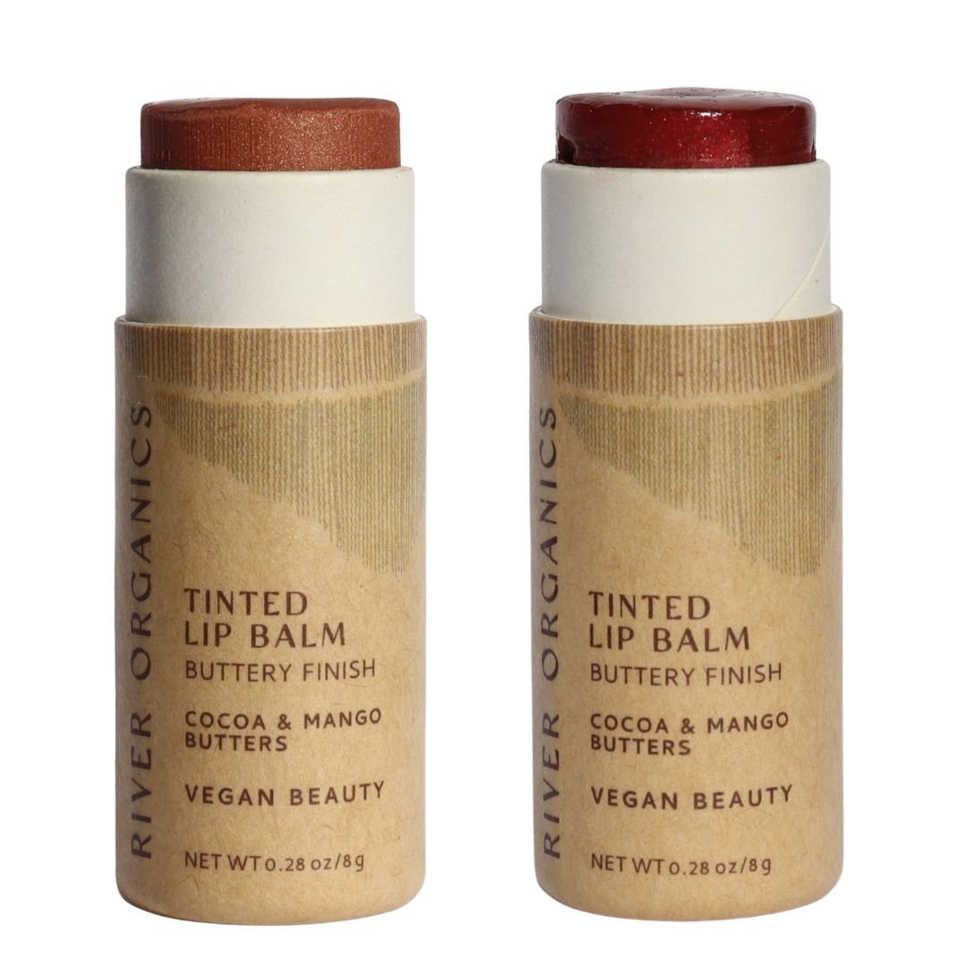 Set of 2 Lip Balms or Lip Stains – Vegan, Organic &amp; Plastic-Free | Hydrating Natural Lip Care