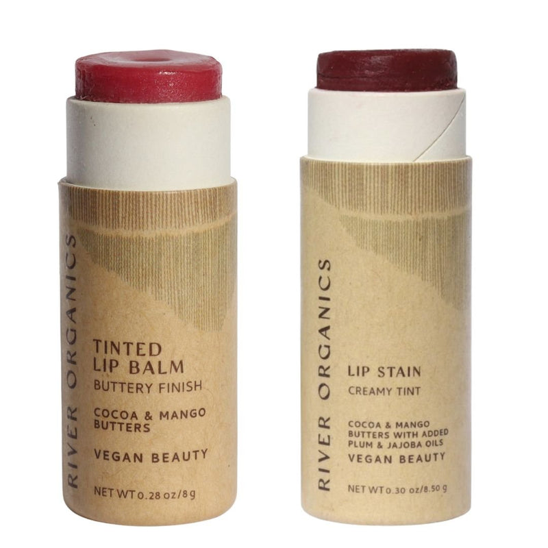 Set of 2 Lip Balms or Lip Stains – Vegan, Organic & Plastic-Free | Hydrating Natural Lip Care