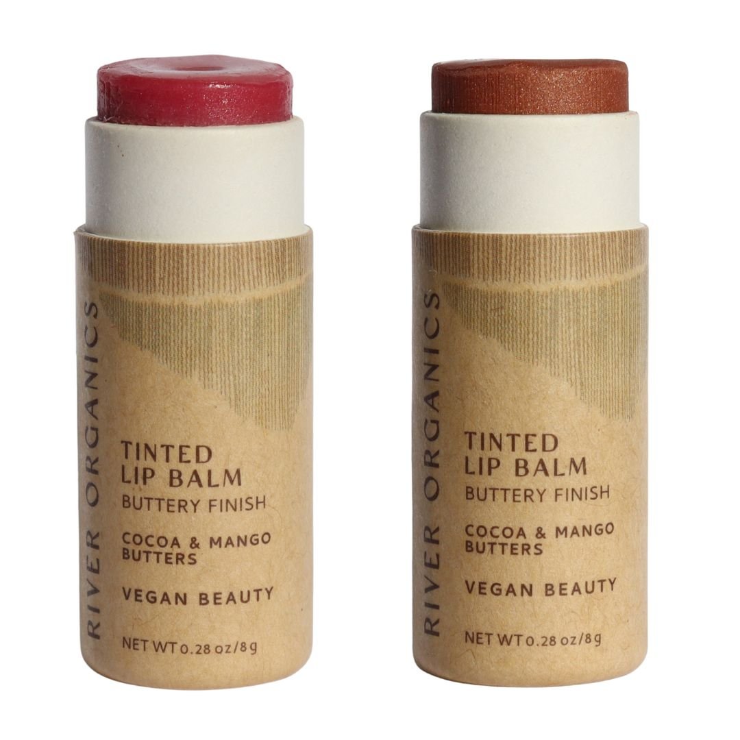 Set of 2 Lip Balms or Lip Stains – Vegan, Organic &amp; Plastic-Free | Hydrating Natural Lip Care