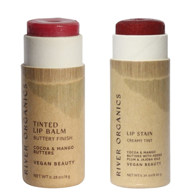 Set of 2 Lip Balms or Lip Stains – Vegan, Organic & Plastic-Free | Hydrating Natural Lip Care