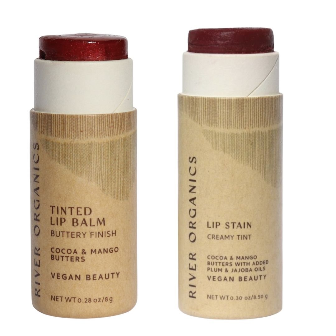 Set of 2 Lip Balms or Lip Stains – Vegan, Organic &amp; Plastic-Free | Hydrating Natural Lip Care