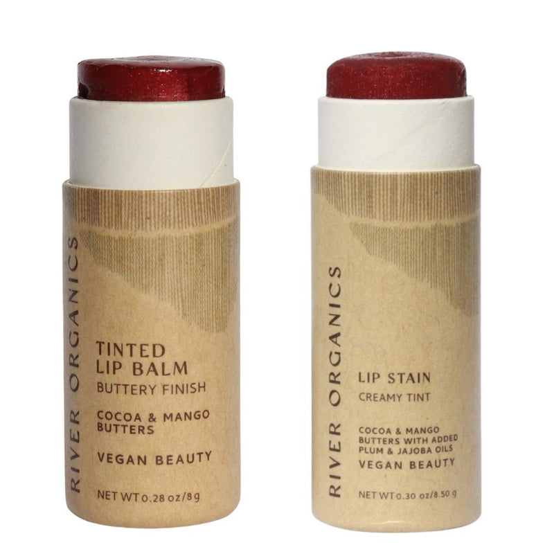 Set of 2 Lip Balms or Lip Stains – Vegan, Organic & Plastic-Free | Hydrating Natural Lip Care