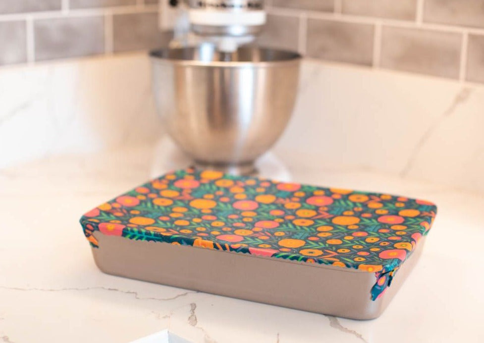 Beeswax Food Wrap – Fall Bloom Print | Reusable Organic Beeswax Wraps for Food Storage (Small, Medium & Large)