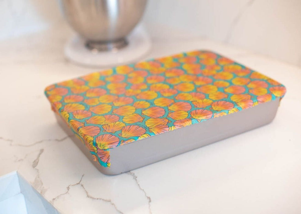 Beeswax Food Wrap – Sunrise Shell Print | Reusable Organic Cotton Wraps