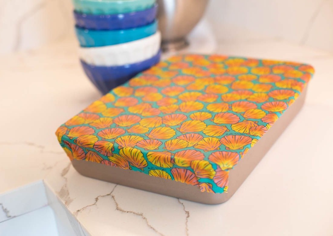 Beeswax Wrap Bulk Roll + Cutlery Set in Shell Print | Sustainable Plastic-Free Kitchen Bundle