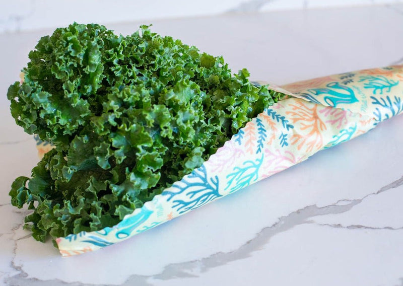 Beeswax Wrap Bulk Roll + Cutlery Set in Reef Print | Sustainable Plastic-Free Kitchen Bundle