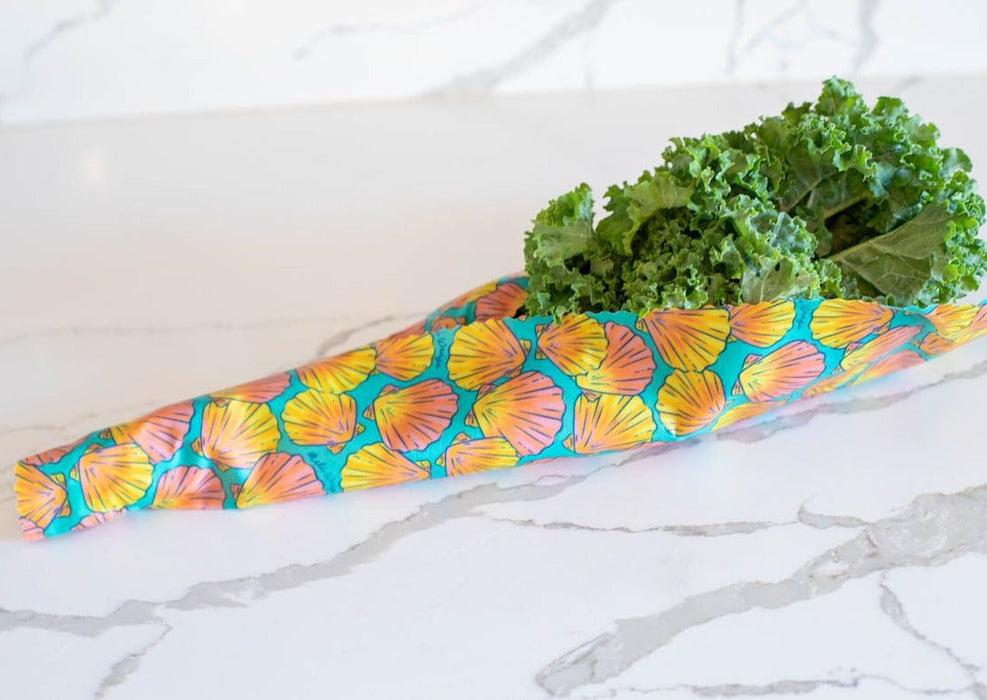 Beeswax Food Wrap – Sunrise Shell Print | Reusable Organic Cotton Wraps