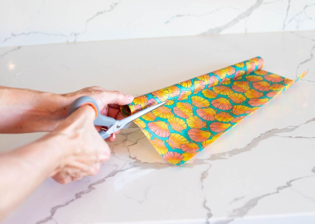 Beeswax Wrap Bulk Roll + Cutlery Set in Shell Print | Sustainable Plastic-Free Kitchen Bundle
