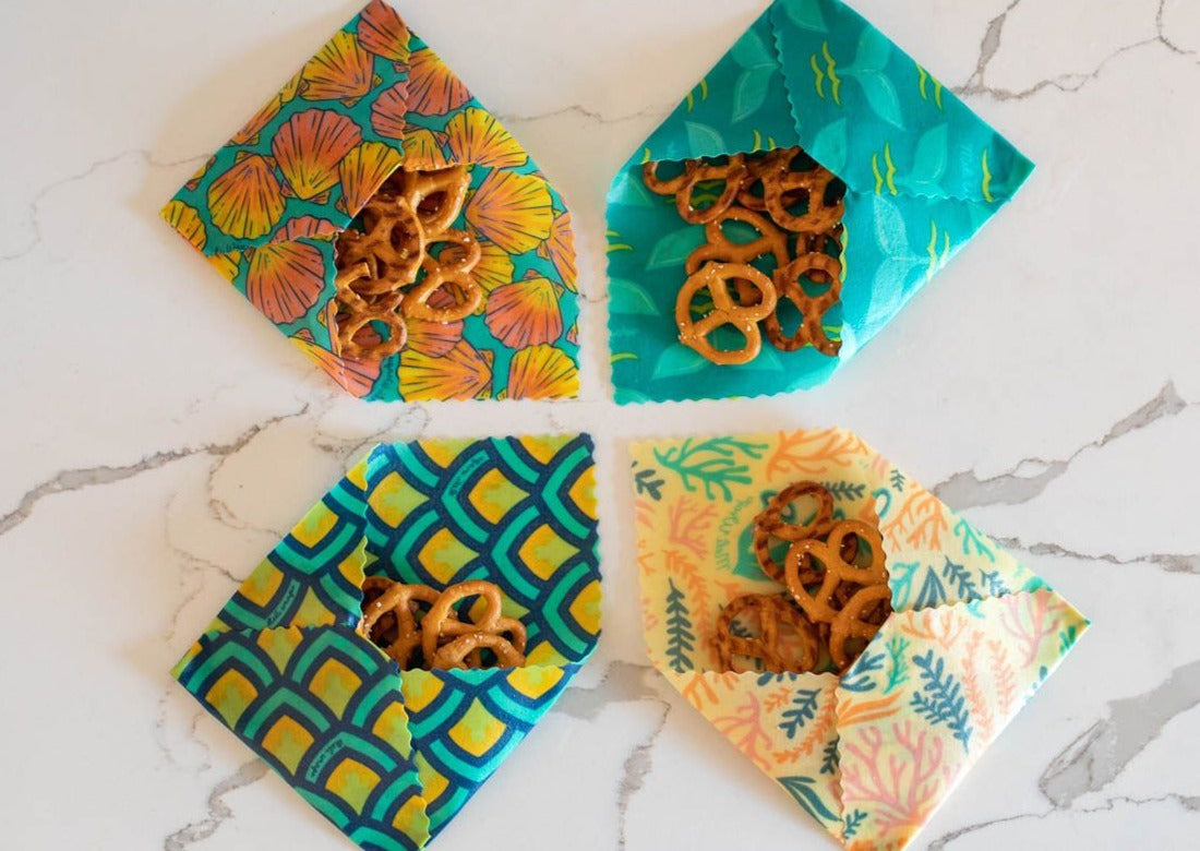 Beeswax Food Wrap – Sunrise Shell Print | Reusable Organic Cotton Wraps