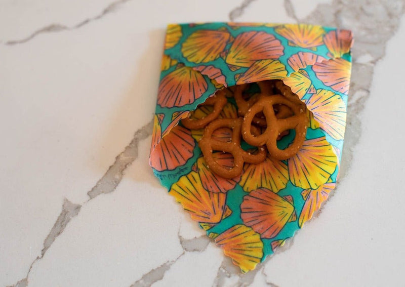 Beeswax Food Wrap – Sunrise Shell Print | Reusable Organic Cotton Wraps