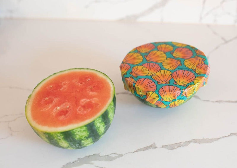 Beeswax Food Wrap – Sunrise Shell Print | Reusable Organic Cotton Wraps