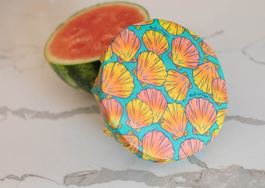 Beeswax Wrap Bulk Roll + Cutlery Set in Shell Print | Sustainable Plastic-Free Kitchen Bundle