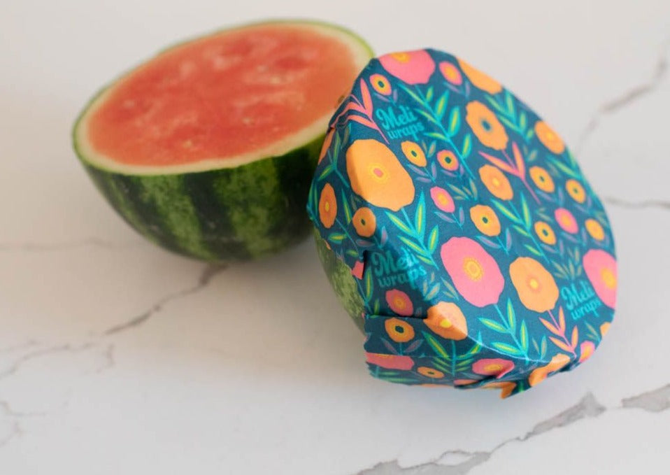 Beeswax Food Wrap – Fall Bloom Print | Reusable Organic Beeswax Wraps for Food Storage (Small, Medium & Large)