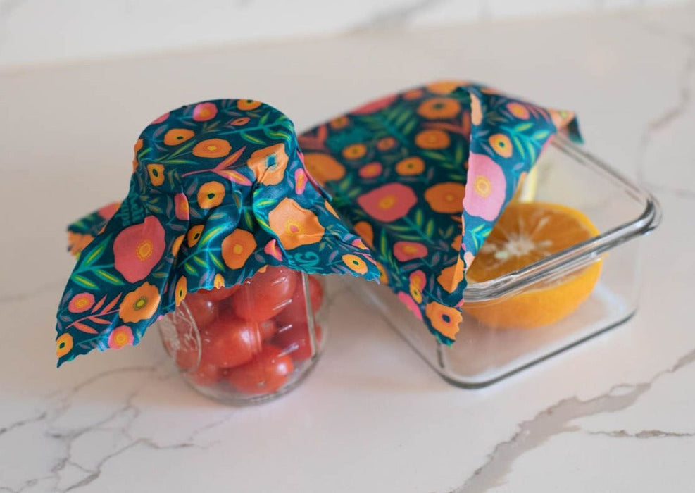 Beeswax Food Wrap – Fall Bloom Print | Reusable Organic Beeswax Wraps for Food Storage (Small, Medium & Large)
