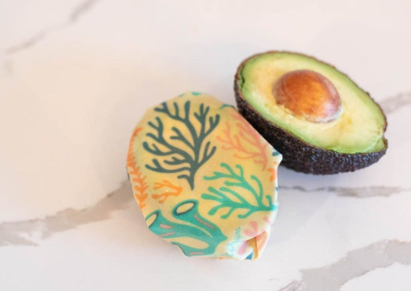 Beeswax Wrap Bulk Roll + Cutlery Set in Reef Print | Sustainable Plastic-Free Kitchen Bundle