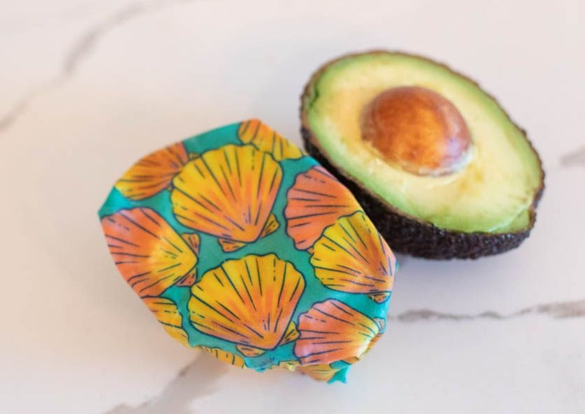 Beeswax Food Wrap – Sunrise Shell Print | Reusable Organic Cotton Wraps