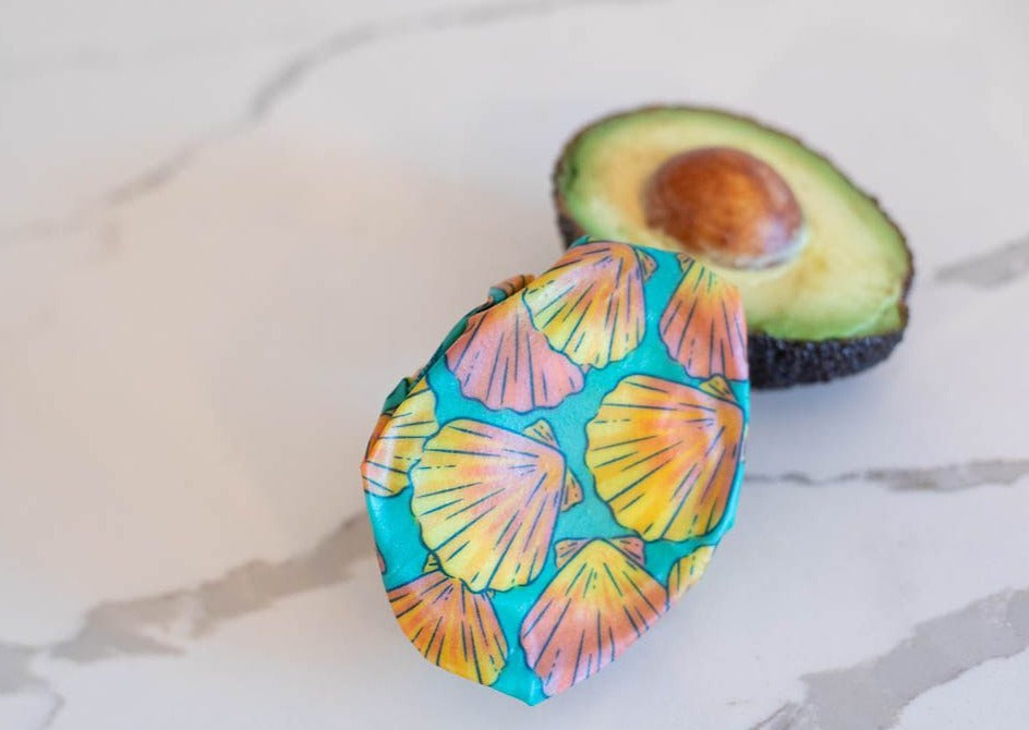 Beeswax Wrap Bulk Roll + Cutlery Set in Shell Print | Sustainable Plastic-Free Kitchen Bundle