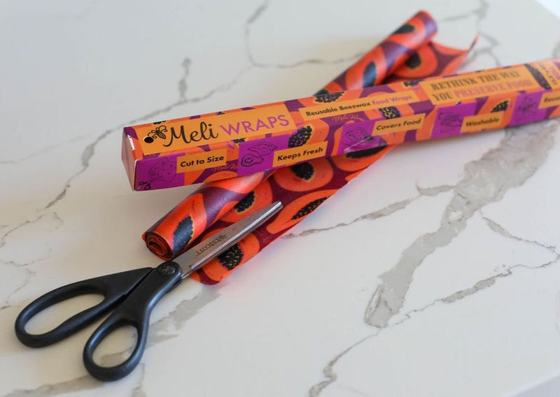 Beeswax Wrap Bulk Roll – Purple Papaya Print | Reusable Organic Cotton Wrap