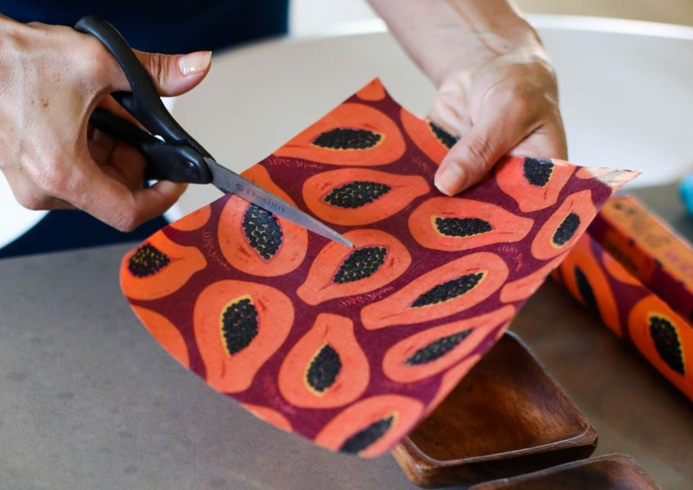 Beeswax Wrap Bulk Roll – Purple Papaya Print | Reusable Organic Cotton Wrap
