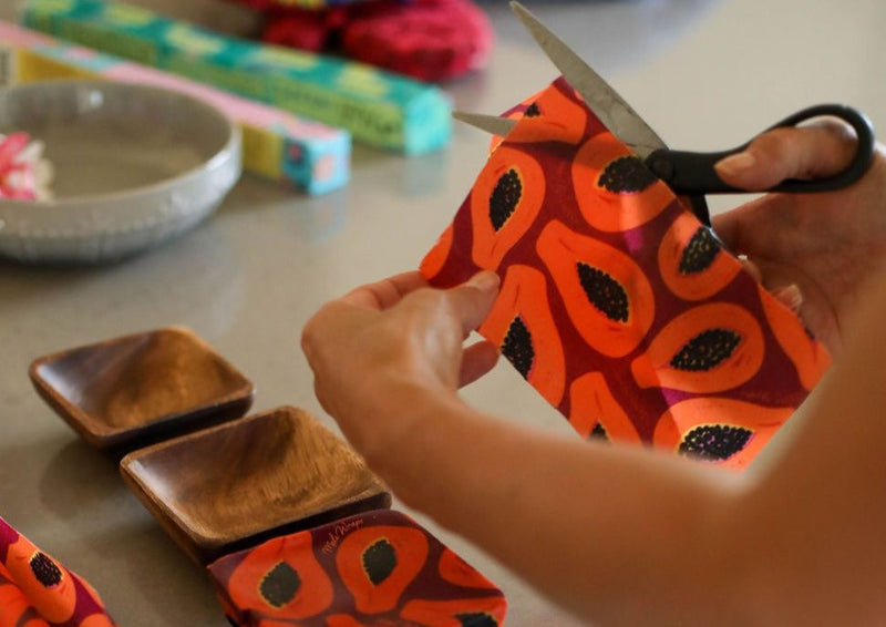 Beeswax Wrap Bulk Roll – Purple Papaya Print | Reusable Organic Cotton Wrap