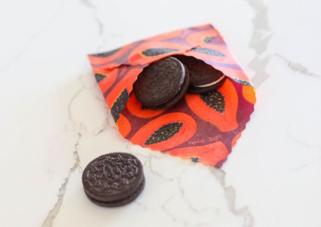 Beeswax Wrap Bulk Roll – Purple Papaya Print | Reusable Organic Cotton Wrap