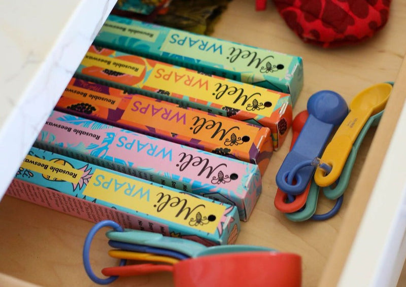 Beeswax Wrap Bulk Roll – Purple Papaya Print | Reusable Organic Cotton Wrap