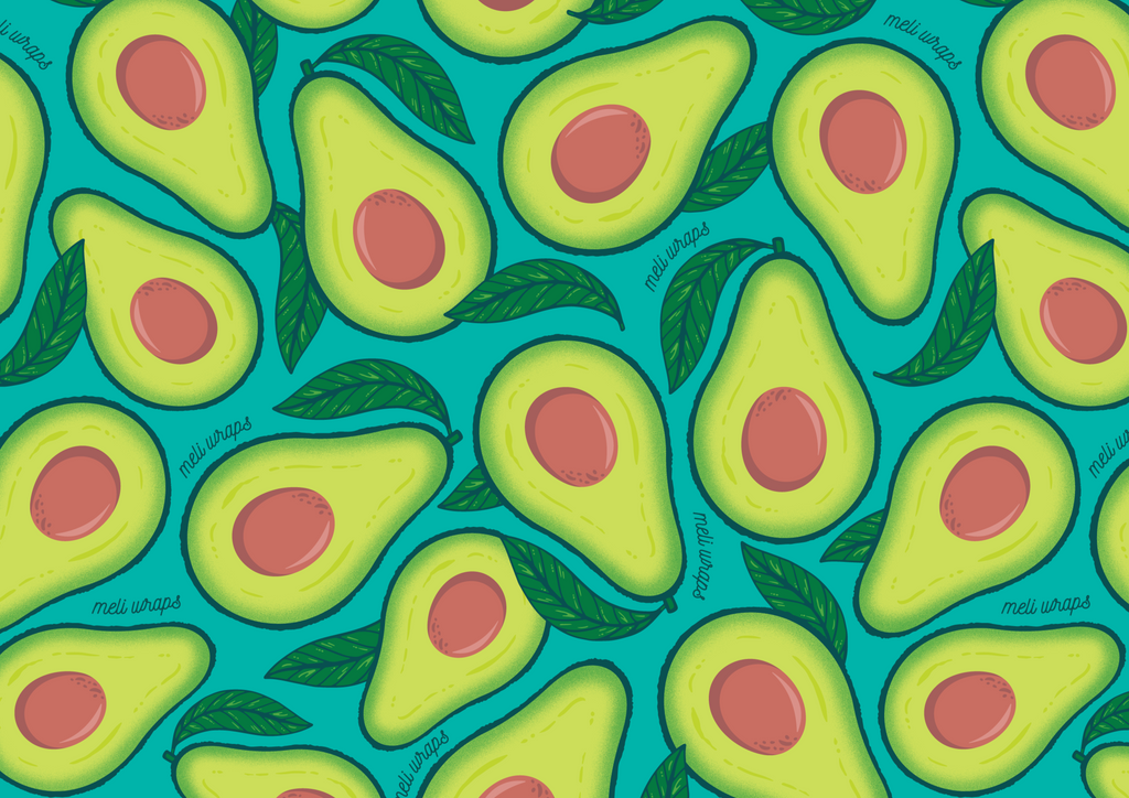 Beeswax Food Wrap – Avocado Print | Reusable Organic Beeswax Wraps for Food Storage (Small, Medium & Large)
