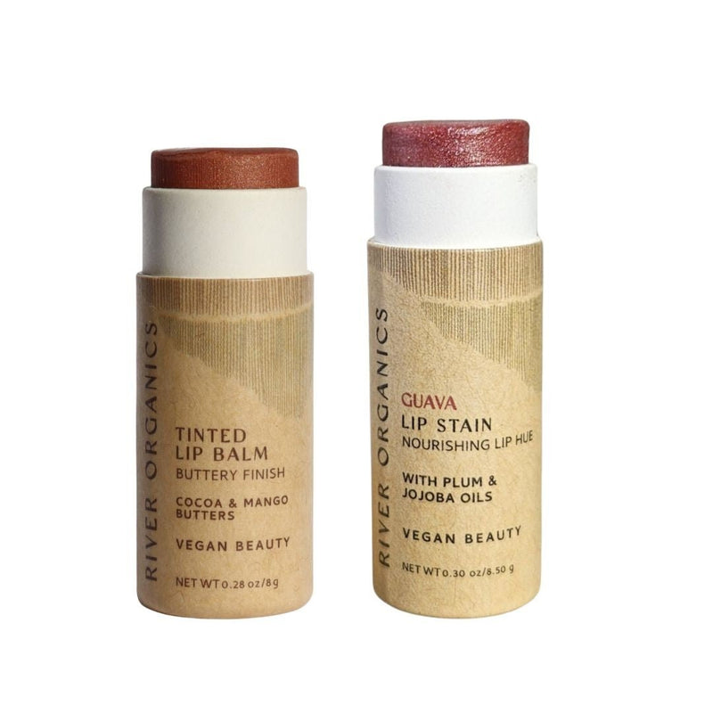 Set of 2 Lip Balms or Lip Stains – Vegan, Organic & Plastic-Free | Hydrating Natural Lip Care