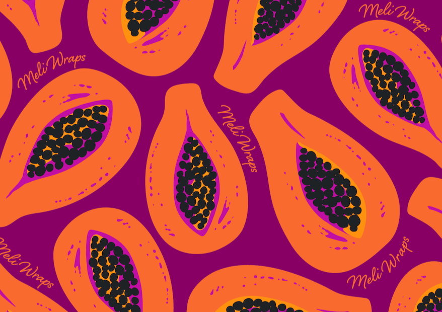 Beeswax Wrap Bulk Roll – Purple Papaya Print | Reusable Organic Cotton Wrap